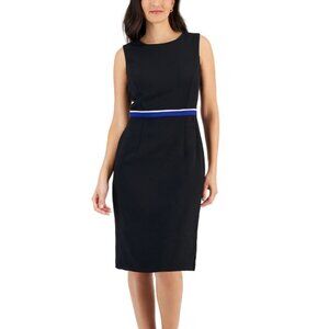 Kasper Women's Sheath Dress with Combo Piping, Black Multi Size 4